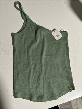 Free People One-Shoulder Tank Top - Sage Green